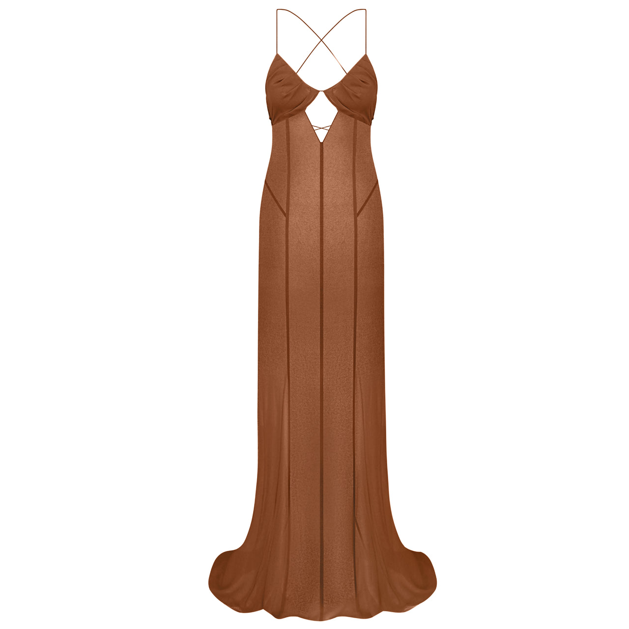 ALLURE SILK CHIFFON DRESS СARAMEL