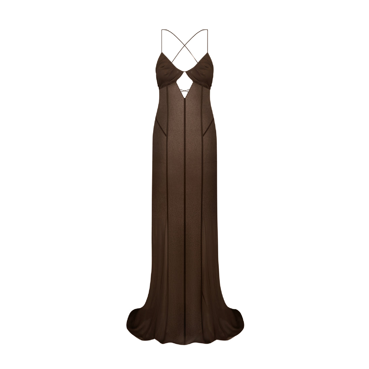 ALLURE SILK CHIFFON DRESS CHOCOLAT