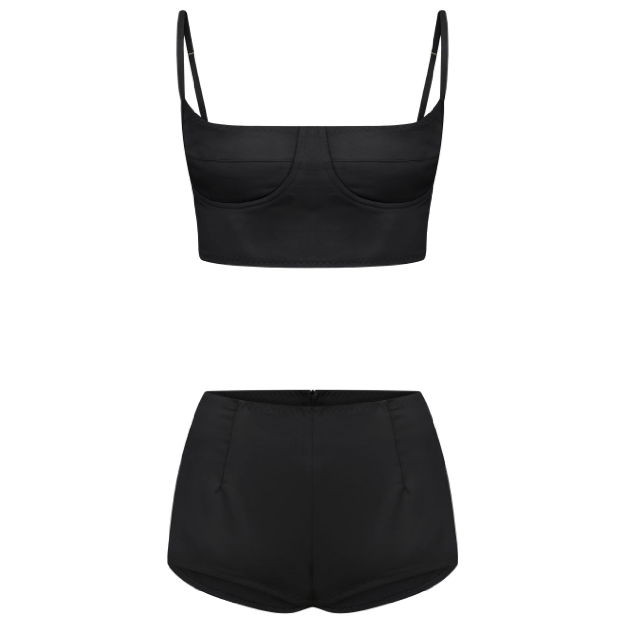BLACK SATIN SHORTS