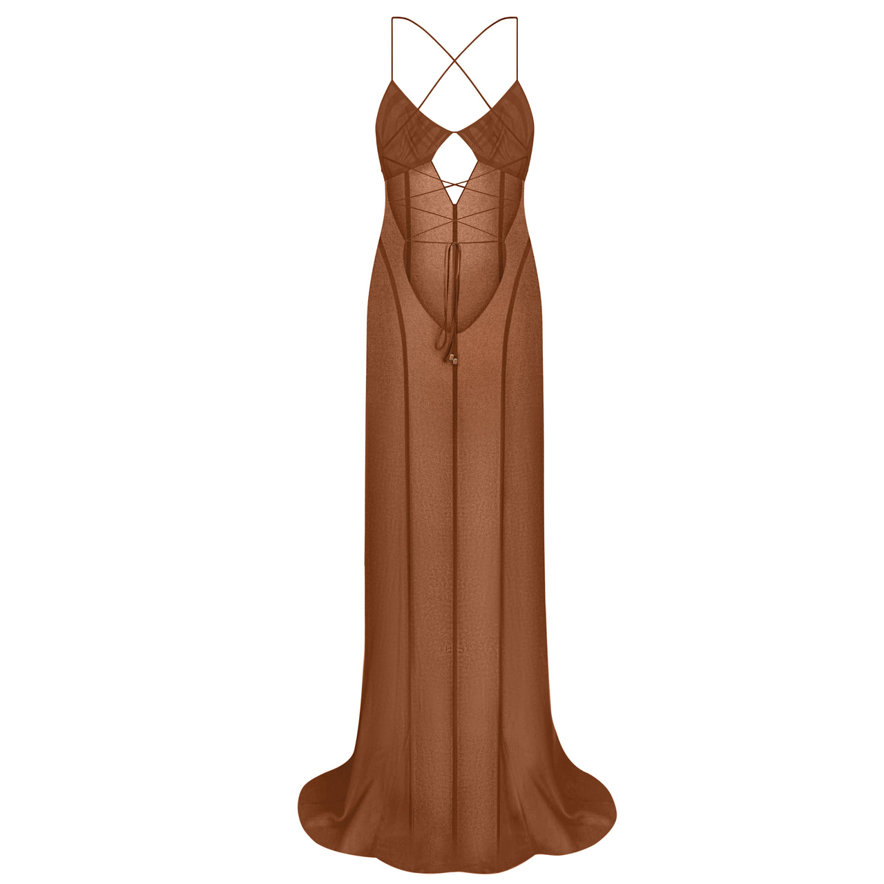 ALLURE SILK CHIFFON DRESS СARAMEL