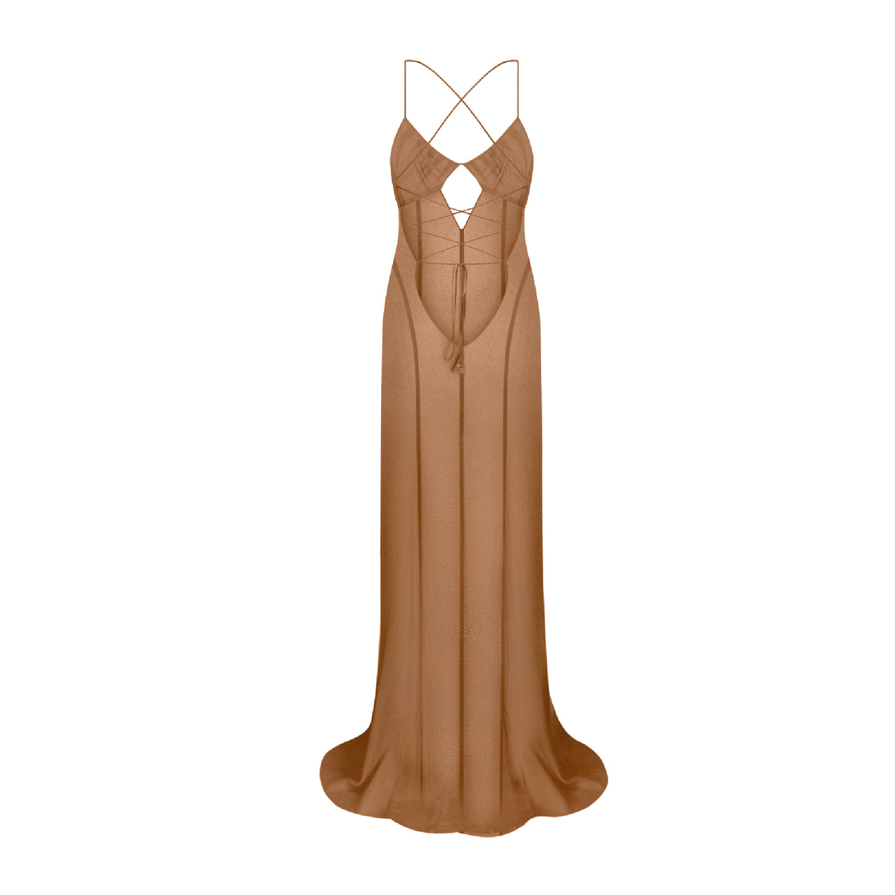 ALLURE SILK CHIFFON DRESS MOCHA